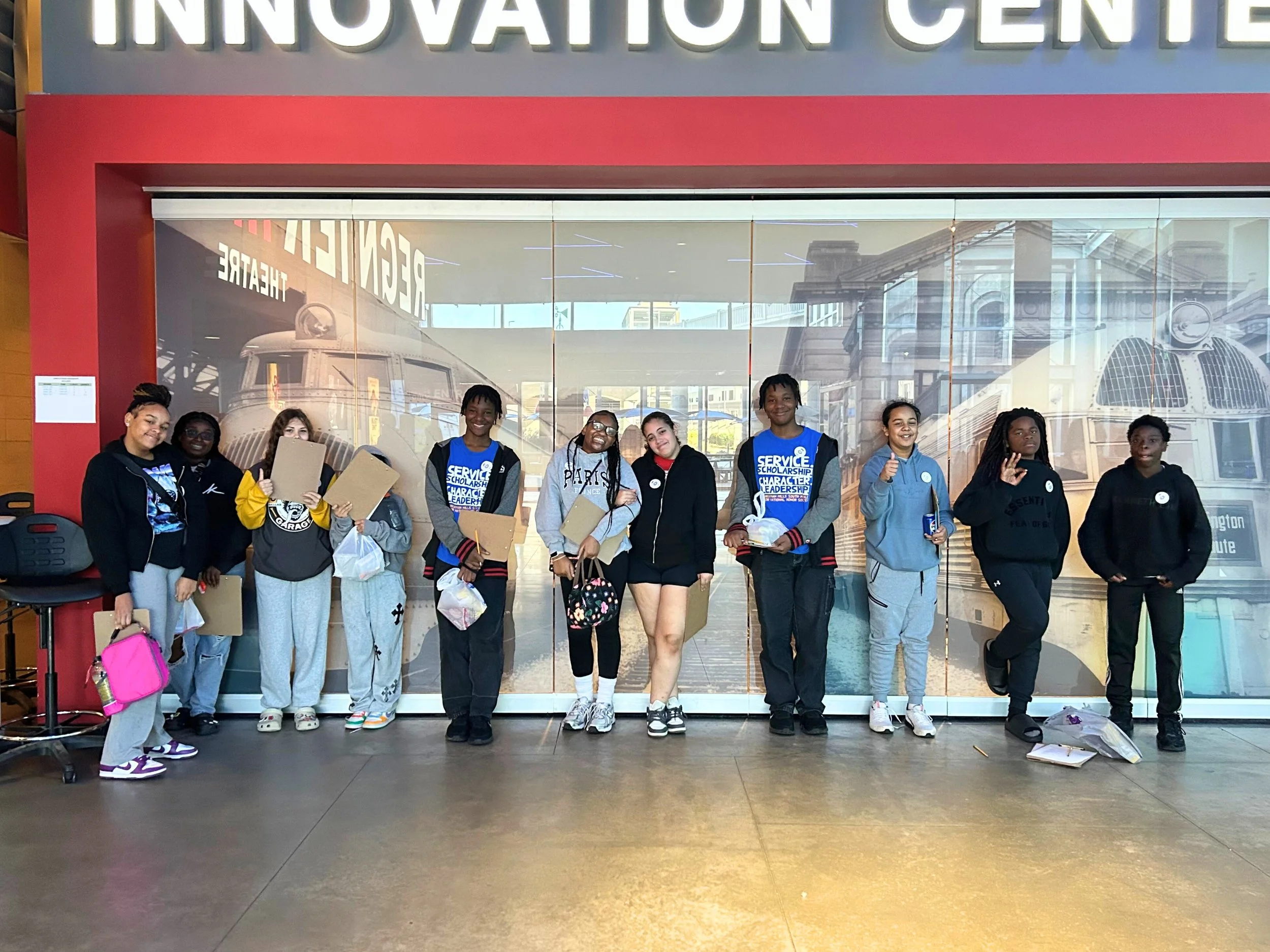 Our team outside the Innovation Center at Science City — excited, inspired, and full of ideas. Seeing real exhibits up close helped them imagine what their creations could become. This visit pushed their thinking in all the right ways.