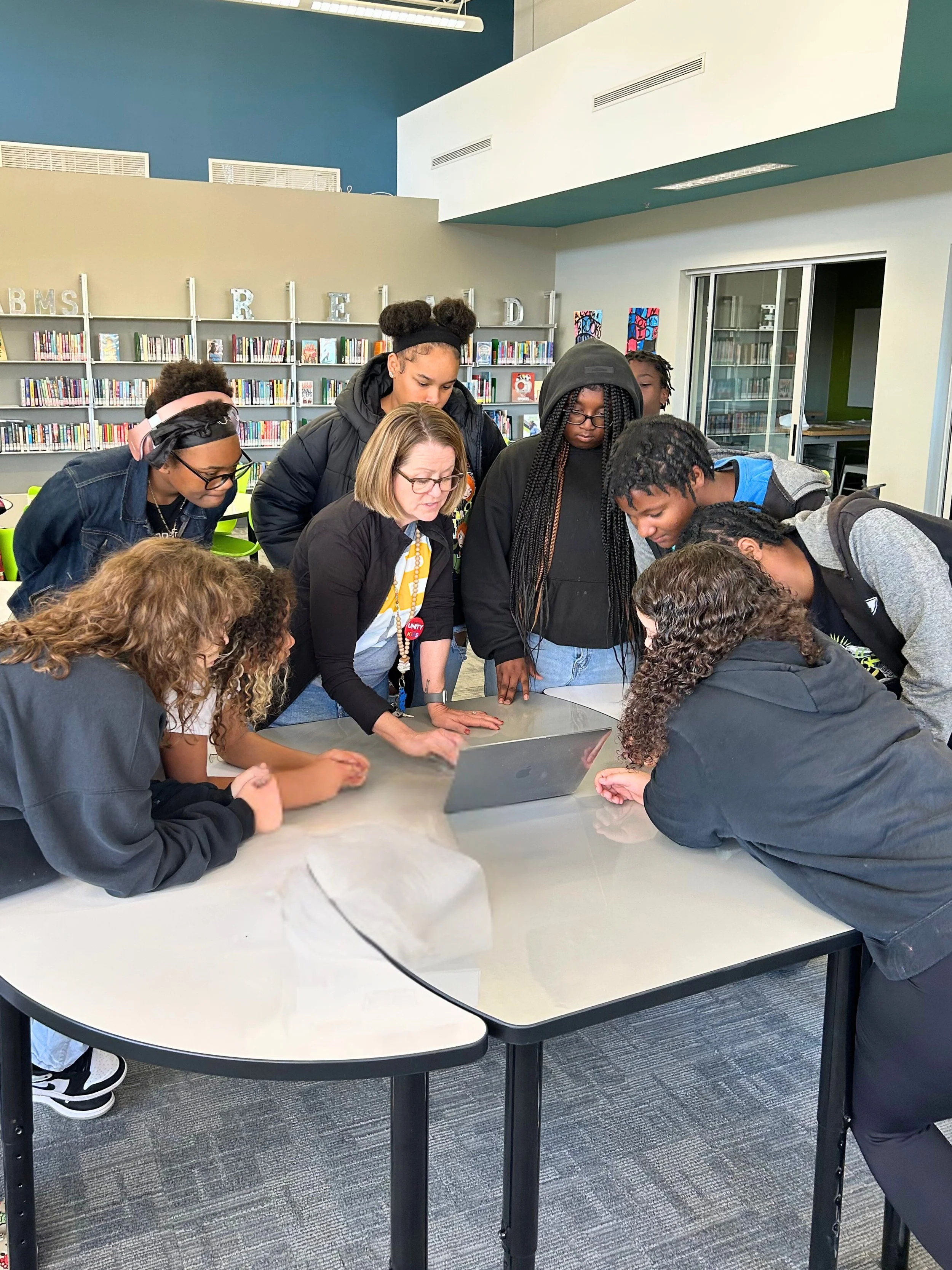 Final checks before submission. I loved watching students lean in, ask questions, and make last-minute improvements together. This was the kind of teamwork and confidence-building that makes these experiences so meaningful.