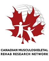 Logo of Canadian Musculoskeletal Rehab Research Network featuring a red maple leaf with stylized human figures