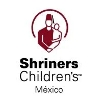Logo for Shriners Children's Mexico featuring a stylized figure of a Shriner with a child, and text 'Shriners Children's México'.