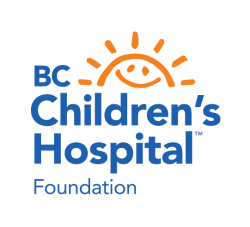 Logo of BC Children's Hospital Foundation, featuring a stylized smiling sun with rays, and the organization's name in blue text.