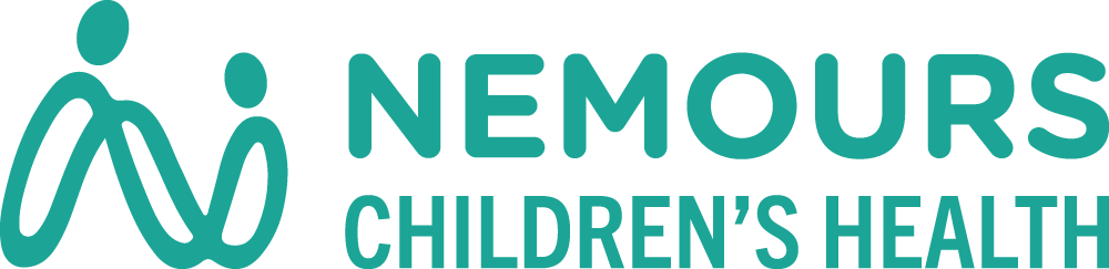 Logo for Nemours Children's Health featuring stylized teal outlines of two figures, one taller and one shorter, next to the text 'NEMOURS CHILDREN'S HEALTH' in teal.