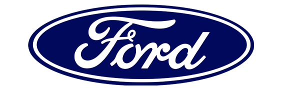 Ford logo with white script on a blue oval background.