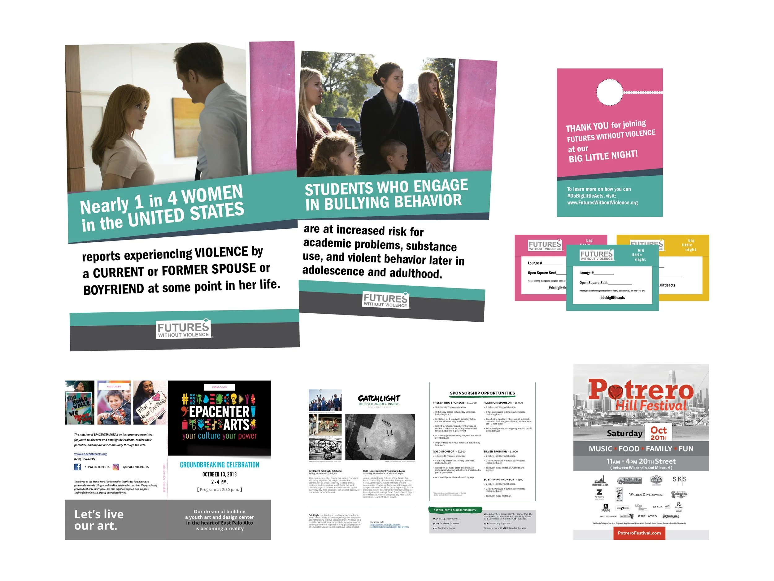Special Event Collateral - Futures Without Violence, EPAcenter Arts, Catchlight Foundation, Potrero Hill Festival