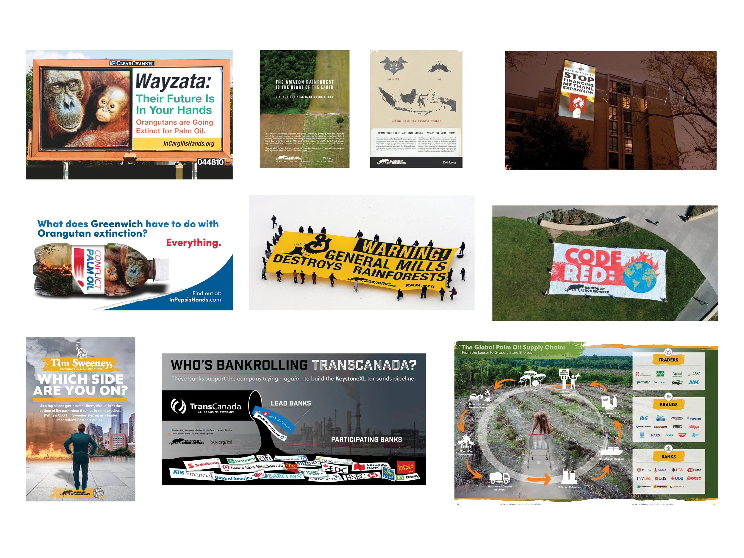Rainforest Action Network Campaign Visuals, Advertisements and Collateral