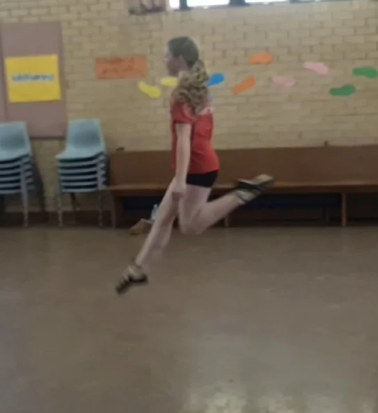 Irish dance student captured in action at Orange Academy of Irish Dance in Orange, NSW.