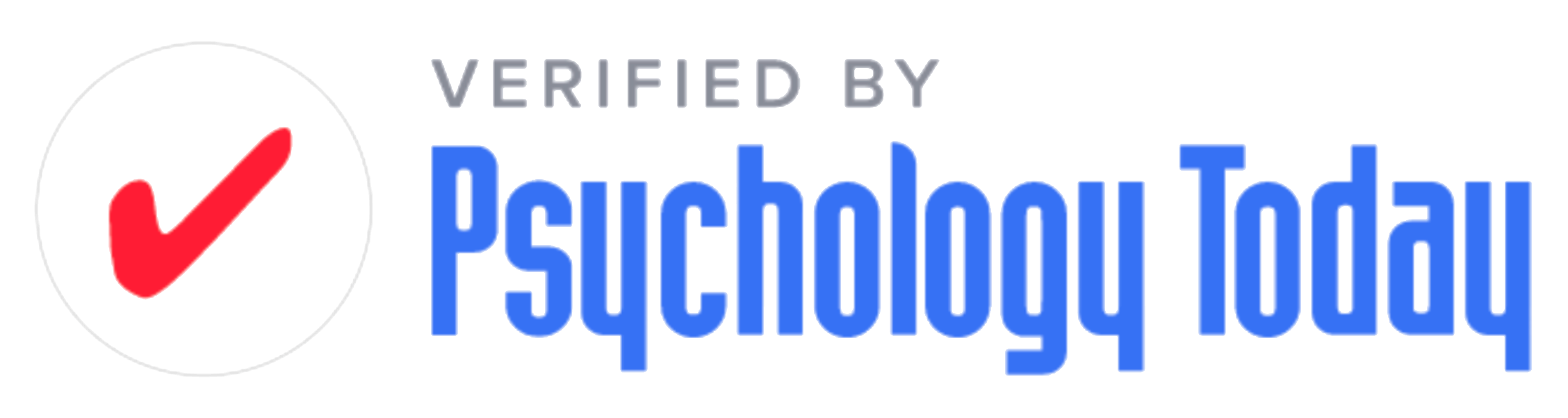 Verification badge with a red checkmark and the words "Verified by Psychology Today"