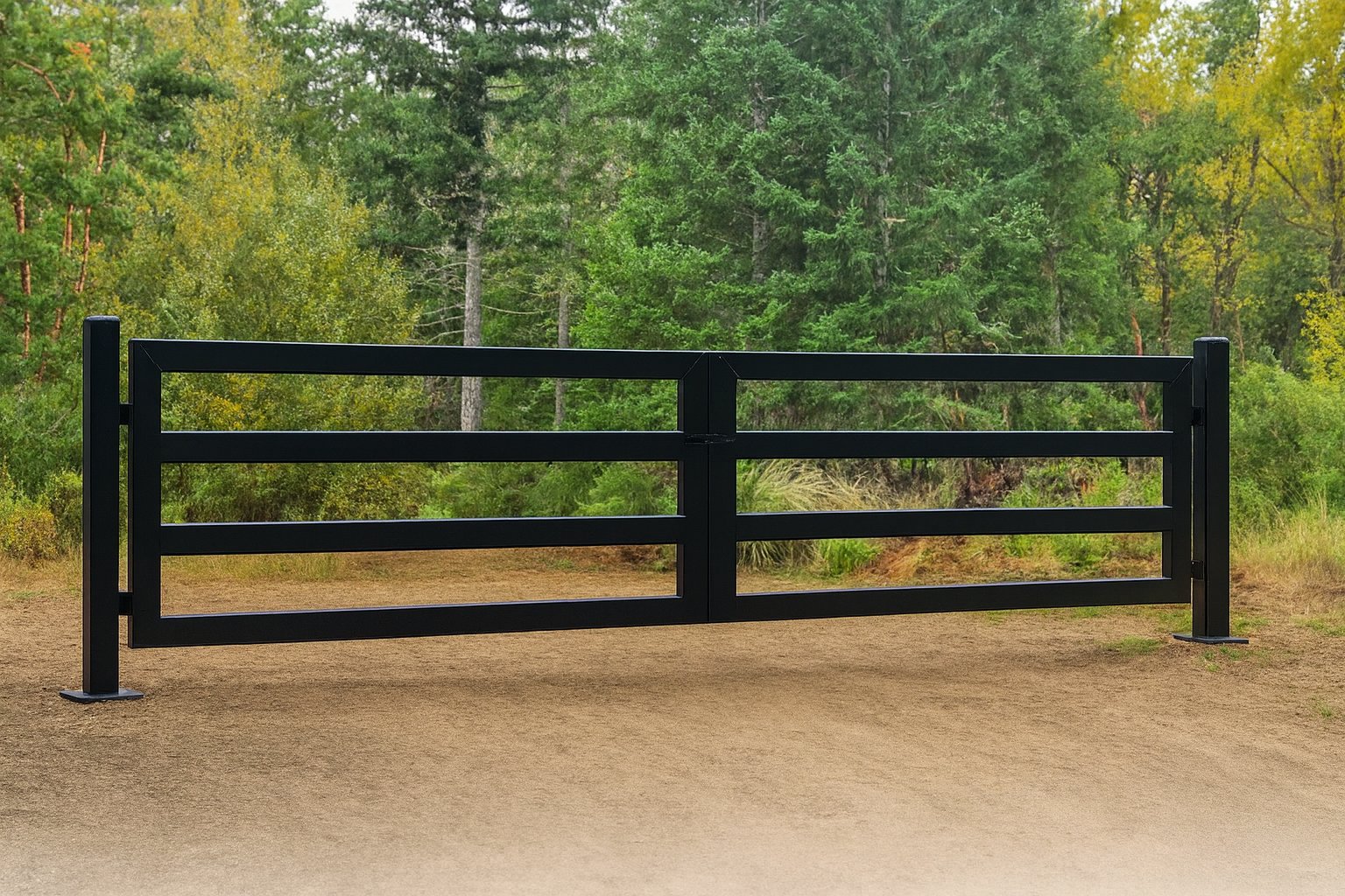 Four-Rail Steel Swing Gate