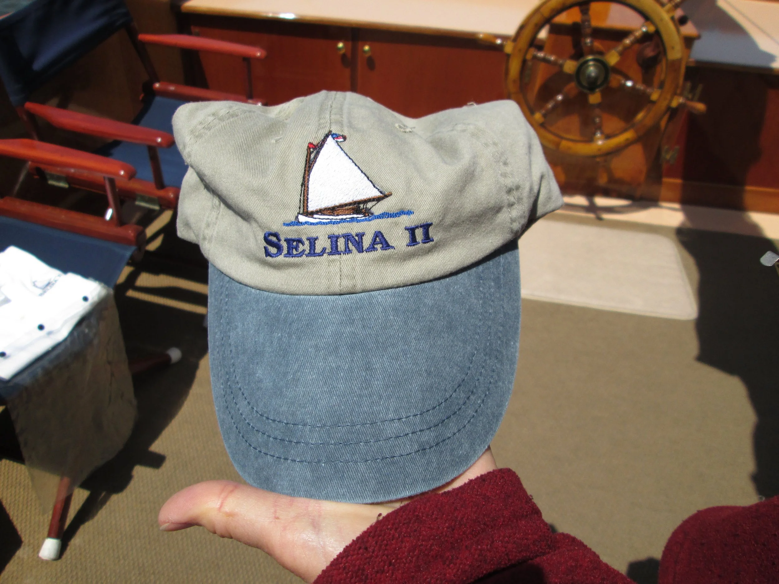 Selina II hat. Part of the apparel and merch you can purchase online or aboard your Sail Selina NY voyage.