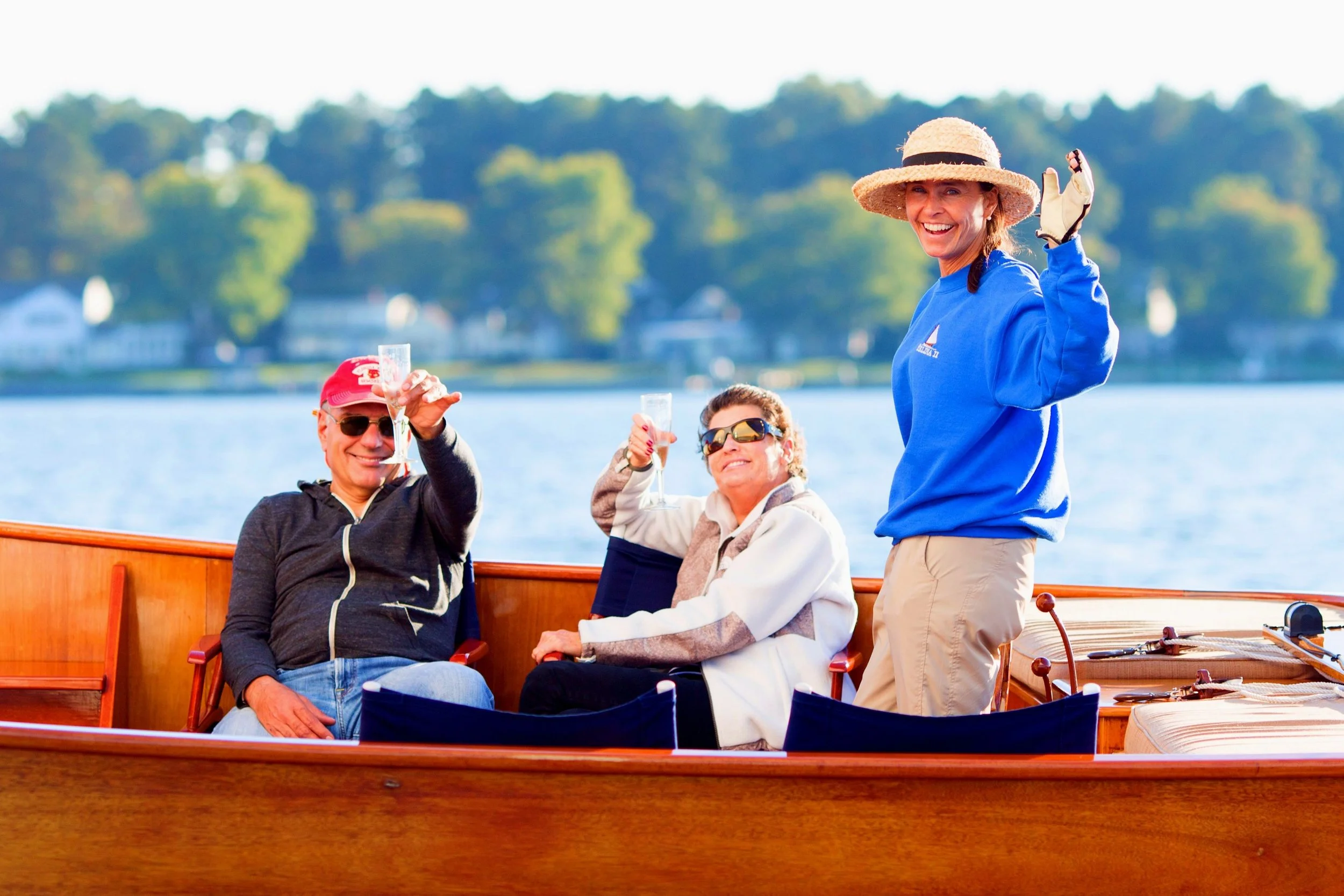 The friendly former Captain Iris and two very happy sailors aboard Selina II.