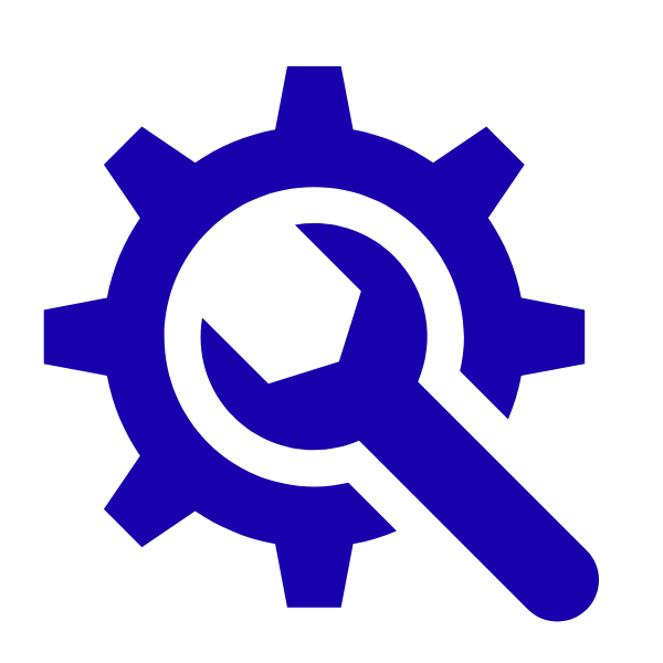 Icon of a gear with a wrench overlaid, symbolizing tools or settings.