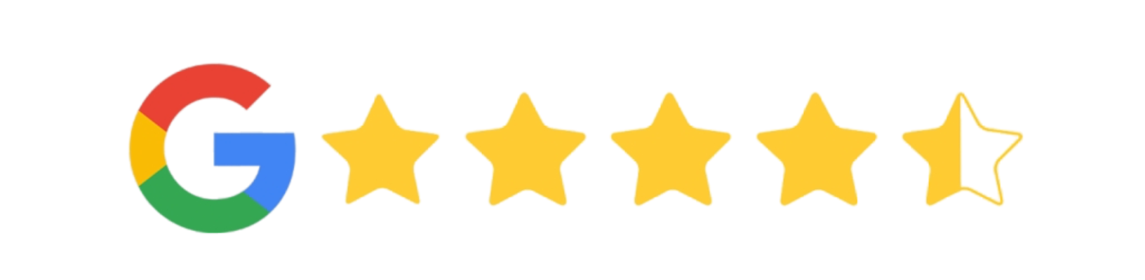 Google five-star rating badge with four stars filled in