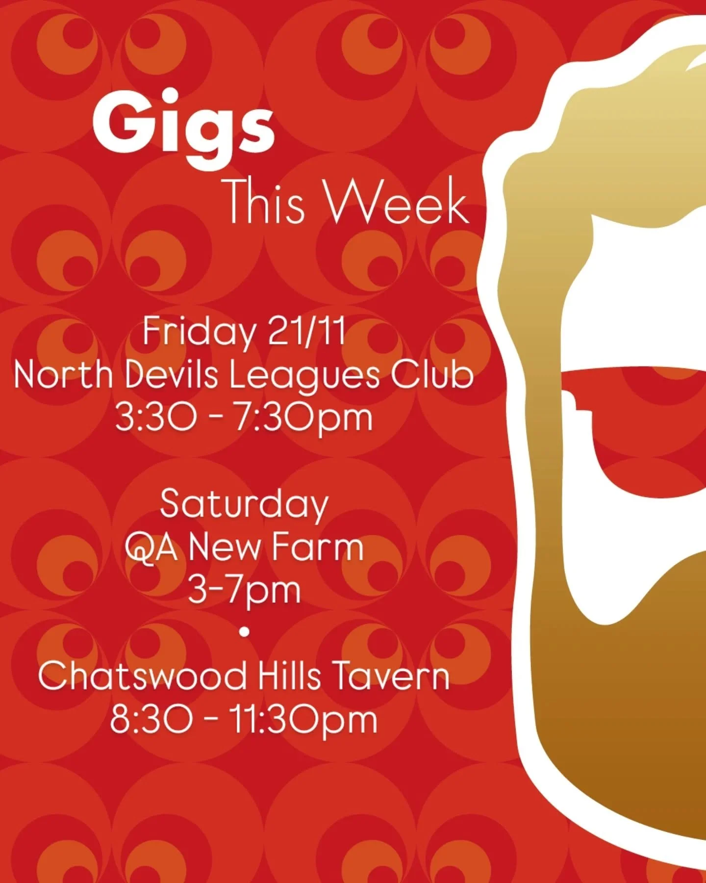 This week's gigs! Nothing yet for Sunday, it's my birthday eve so I might go enjoy some tunes for myself!