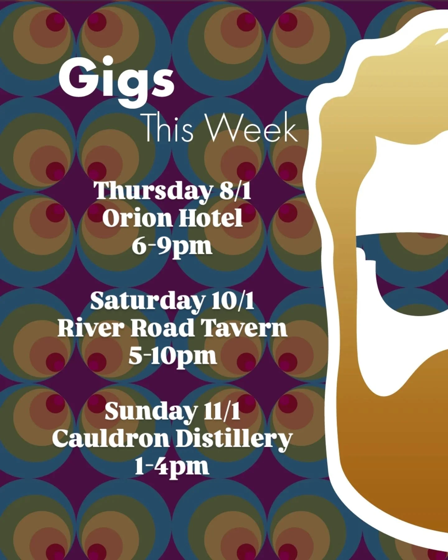 This week's gigs!  Taking Friday off to support @brisbaneroarfc and catch up with some friends 💚