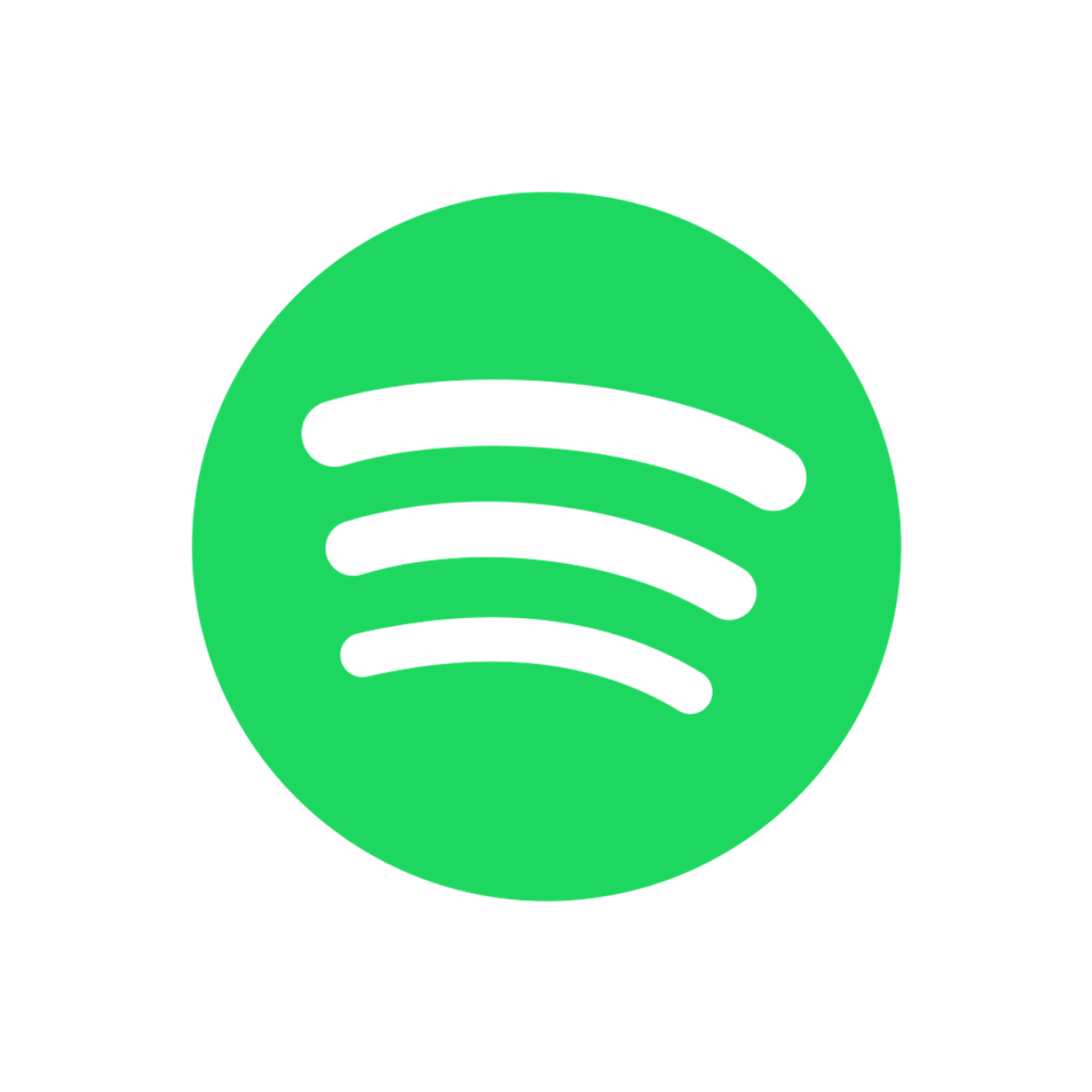 Green circle with black Spotify logo consisting of three curved lines.