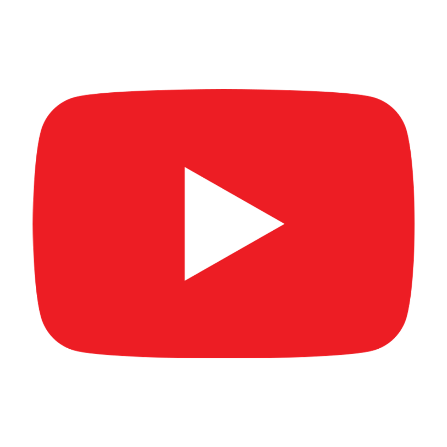 YouTube logo with a red rounded rectangle and a white play button in the center.