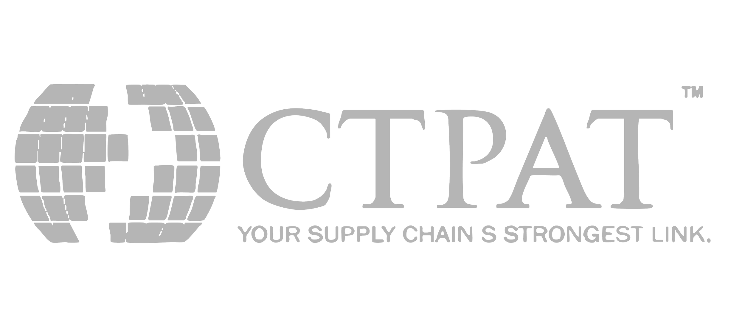 Logotipo de CTPAI con un globo terráqueo en estilo mosaico y el lema "Your supply chain's strongest link".