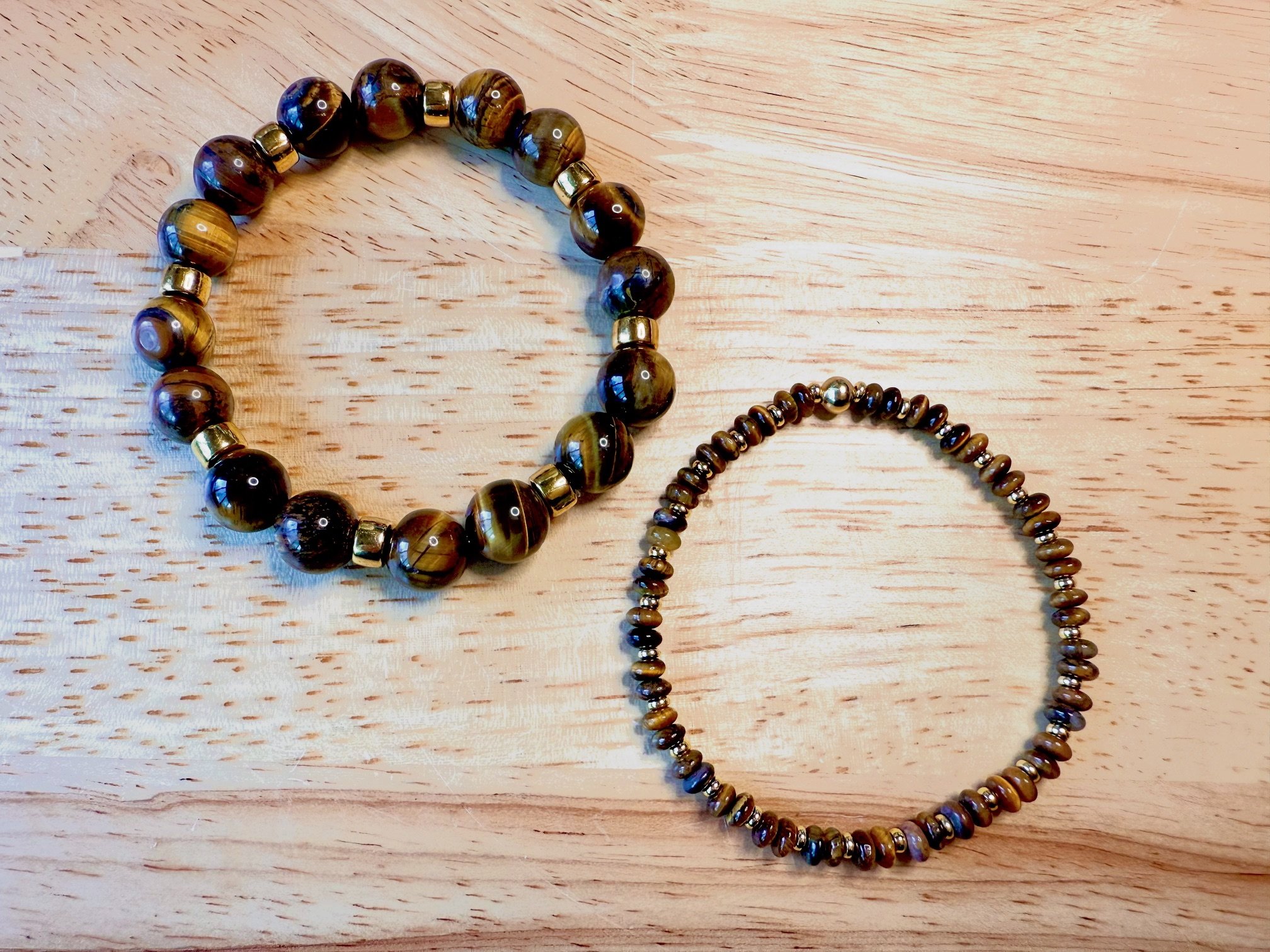 His and Hers Tiger's Eye Stretch Bracelets