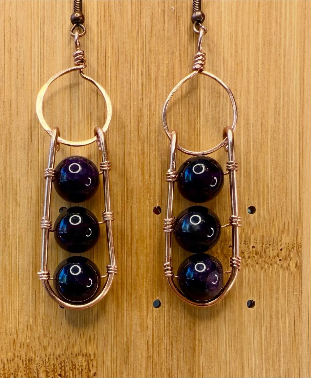Amethyst Copper Earrings