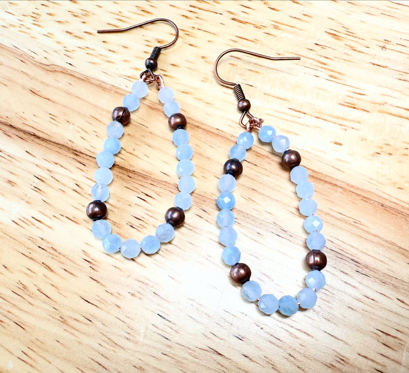 Aquamarine and Copper Earrings