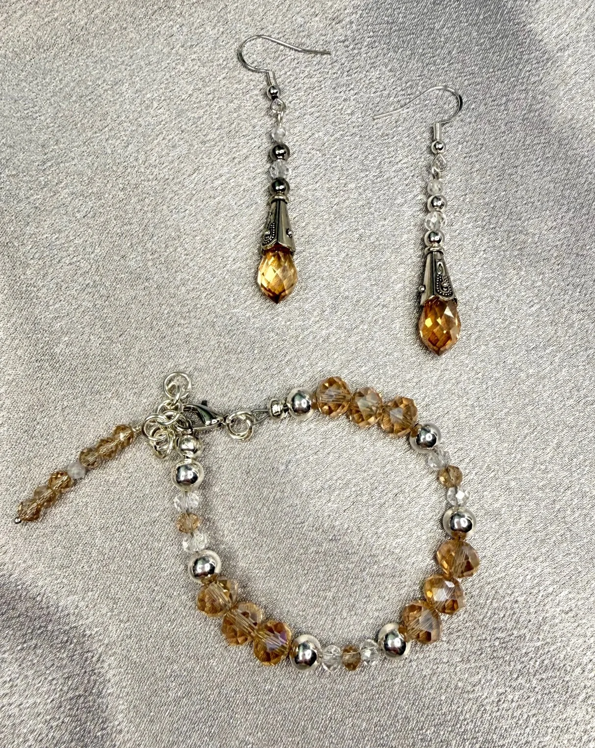 Champagne Garland Earrings and Bracelet