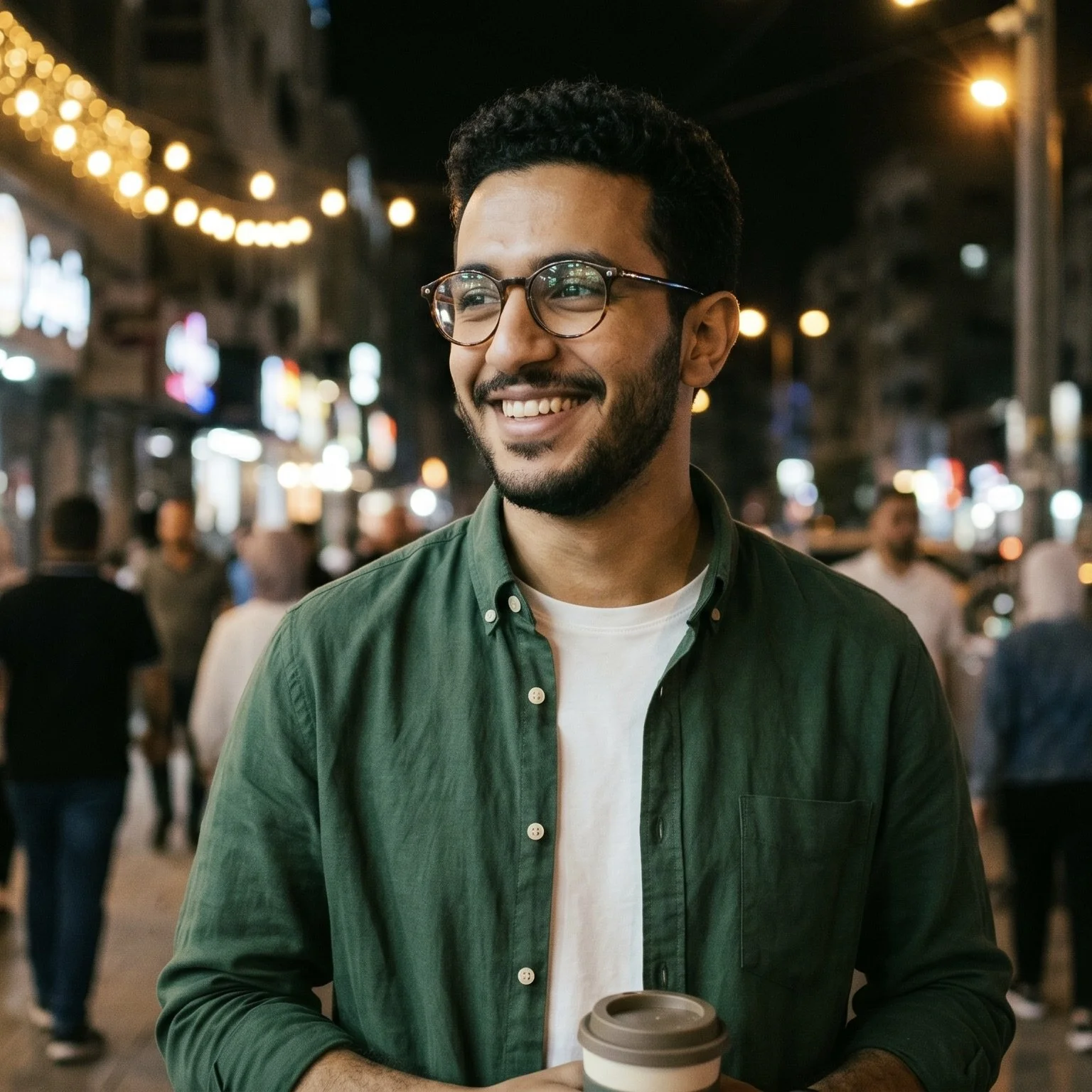 Young man squinting due to poor vision from keratoconus, a condition treated with specialty lenses at Bespoke Eye Care.