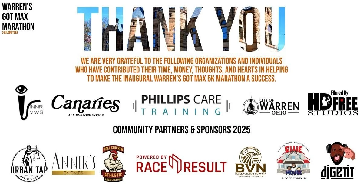 We would like to continue to recognize and acknowledge the contribution from the partners within our community whose support of the @warrengotmax led to a successful event.

@urbantapwarren 
@the_elliehouse_inc 
@ryanfreemanstudios 
@i__getit 
@freec