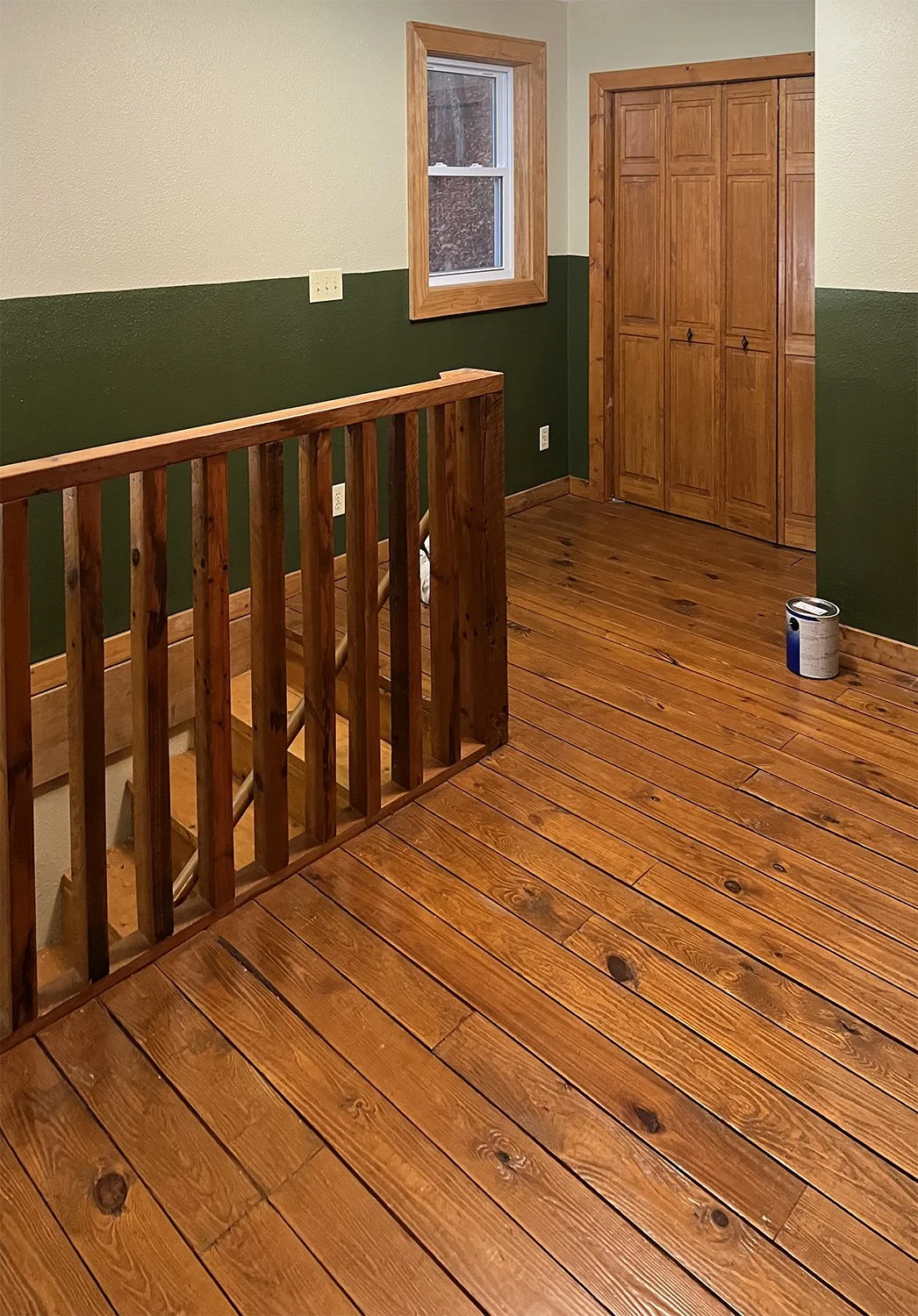 painting of a corner at the top of the stairs