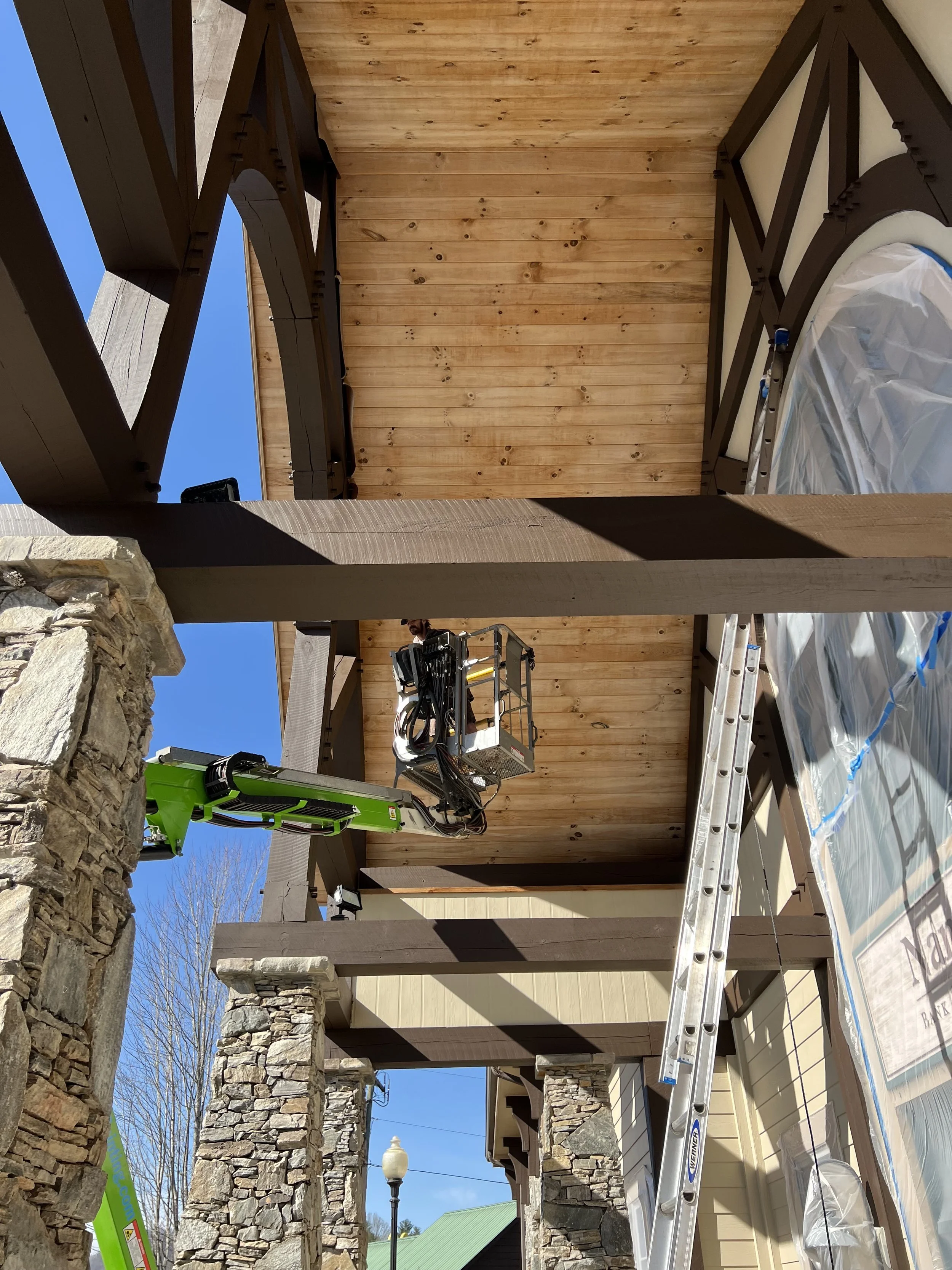 Sharp's Painting, LLC, WNC: Vaulted ceiling of entry roof