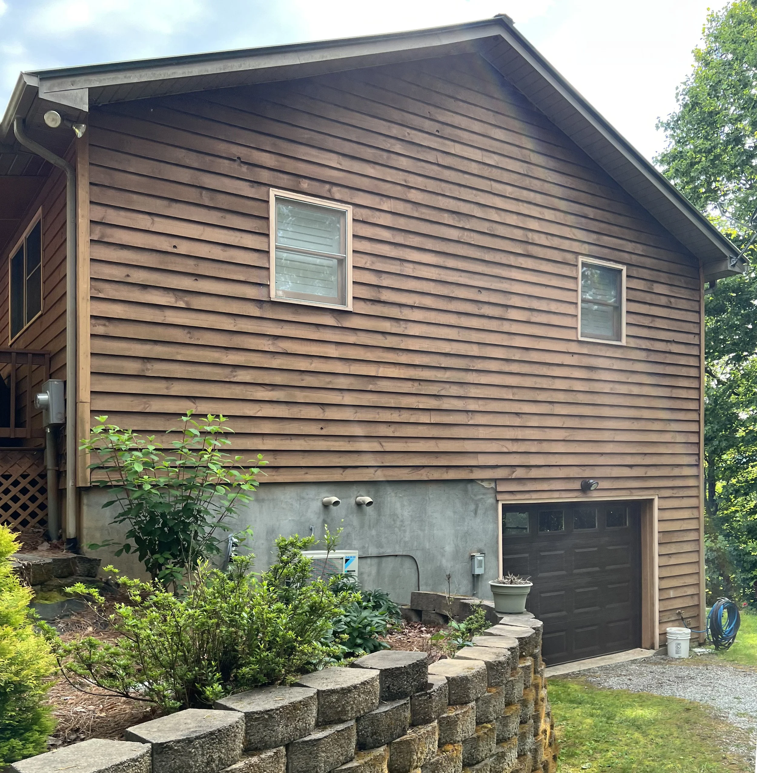 Sharp's Painting, LLC, WNC: wood siding needing nourishment on a 2-story home