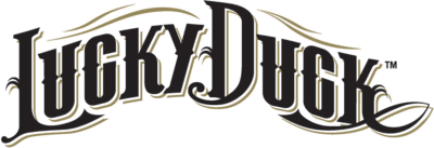 Logo with the words "Lucky Ducky" in stylized text.
