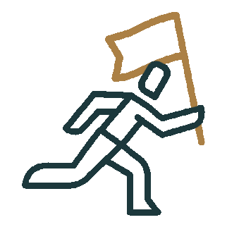 Stick figure running with a flag