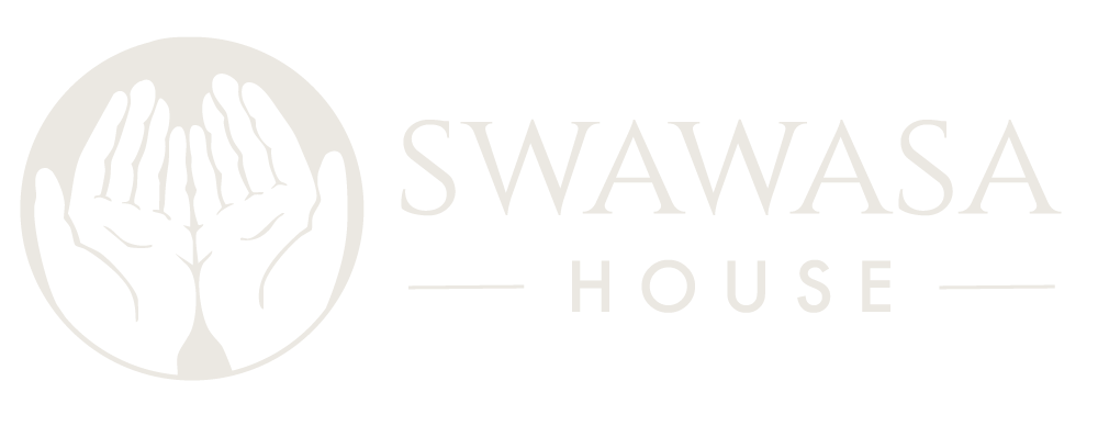 Logo featuring two hands cupped together in a circular design, with the text 'SWAWASA HOUSE' next to it.