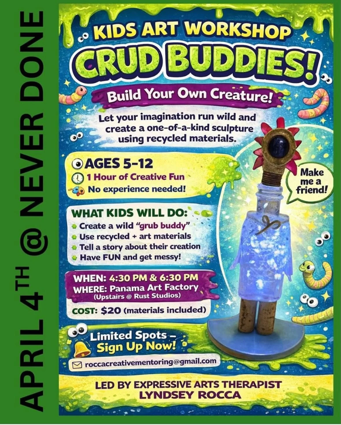 🎨🎨KIDS ART CLASS $20 Saturday 4/10 @of.the.rust.studios in conjunction with @karlowe_waakeen  ART SHOW 🤘🤘sign up at RoccaCreativeMentoring@gmail.com