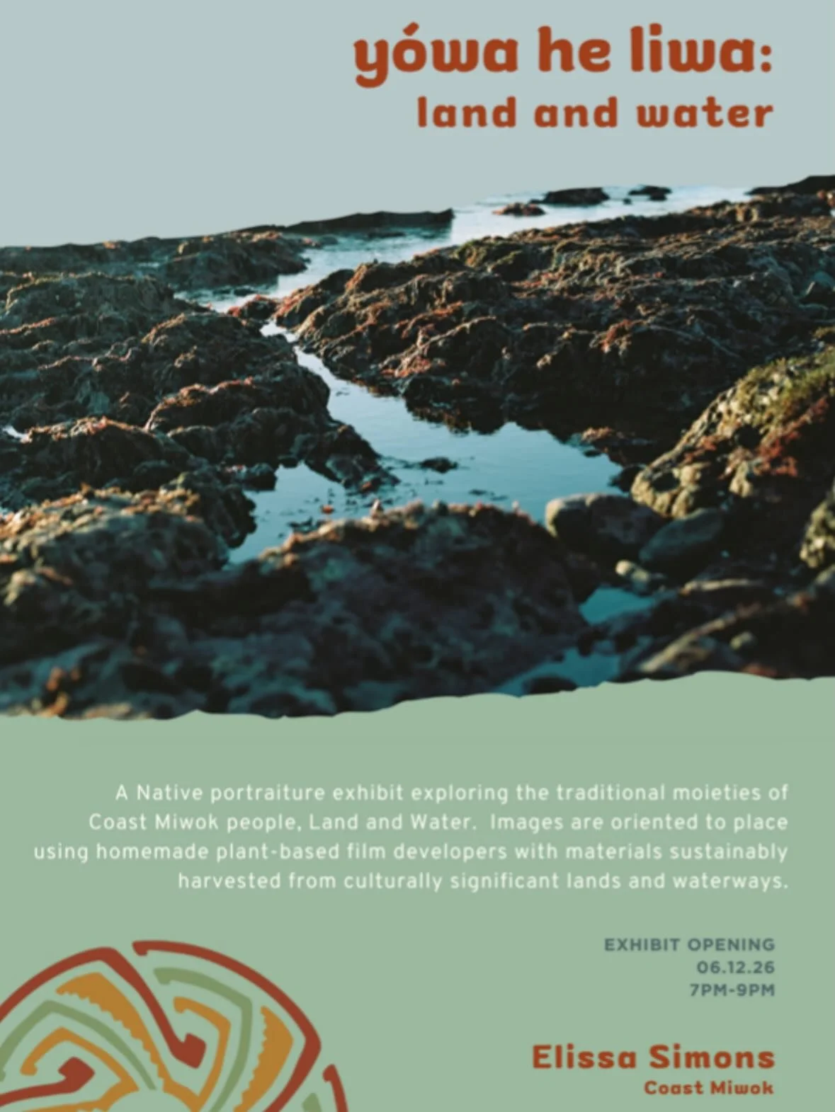 🌊 📷 Elissa Simons:  STUDIO #9 
y&oacute;wa he liwa: land and water

Opening Reception 6/12 in Novato: Check out a native portraiture exhibit exploring the traditional moieties of Coast Miwok people, Land and Water. Images are oriented to place usin