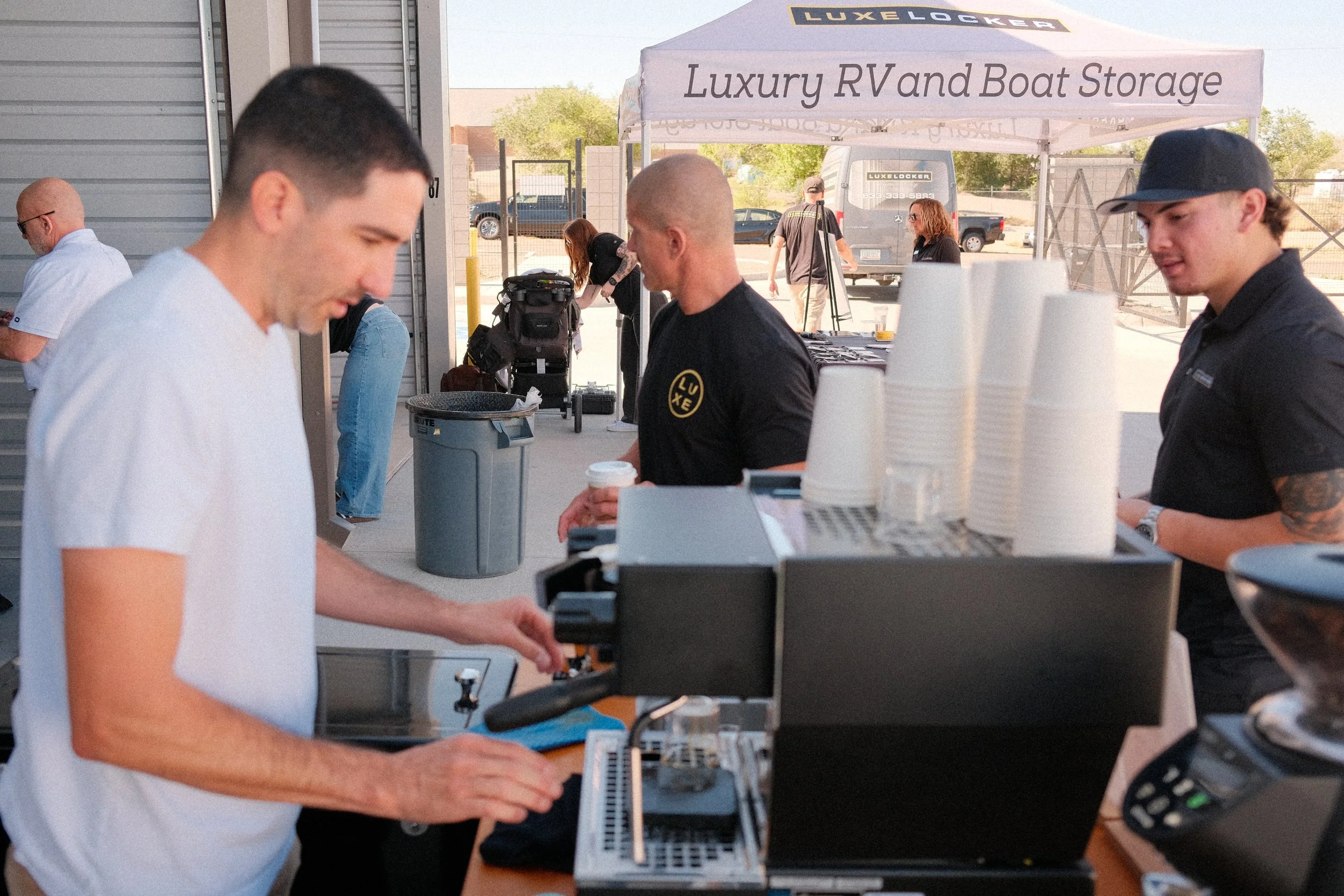 Preparing espresso shot for customer. 