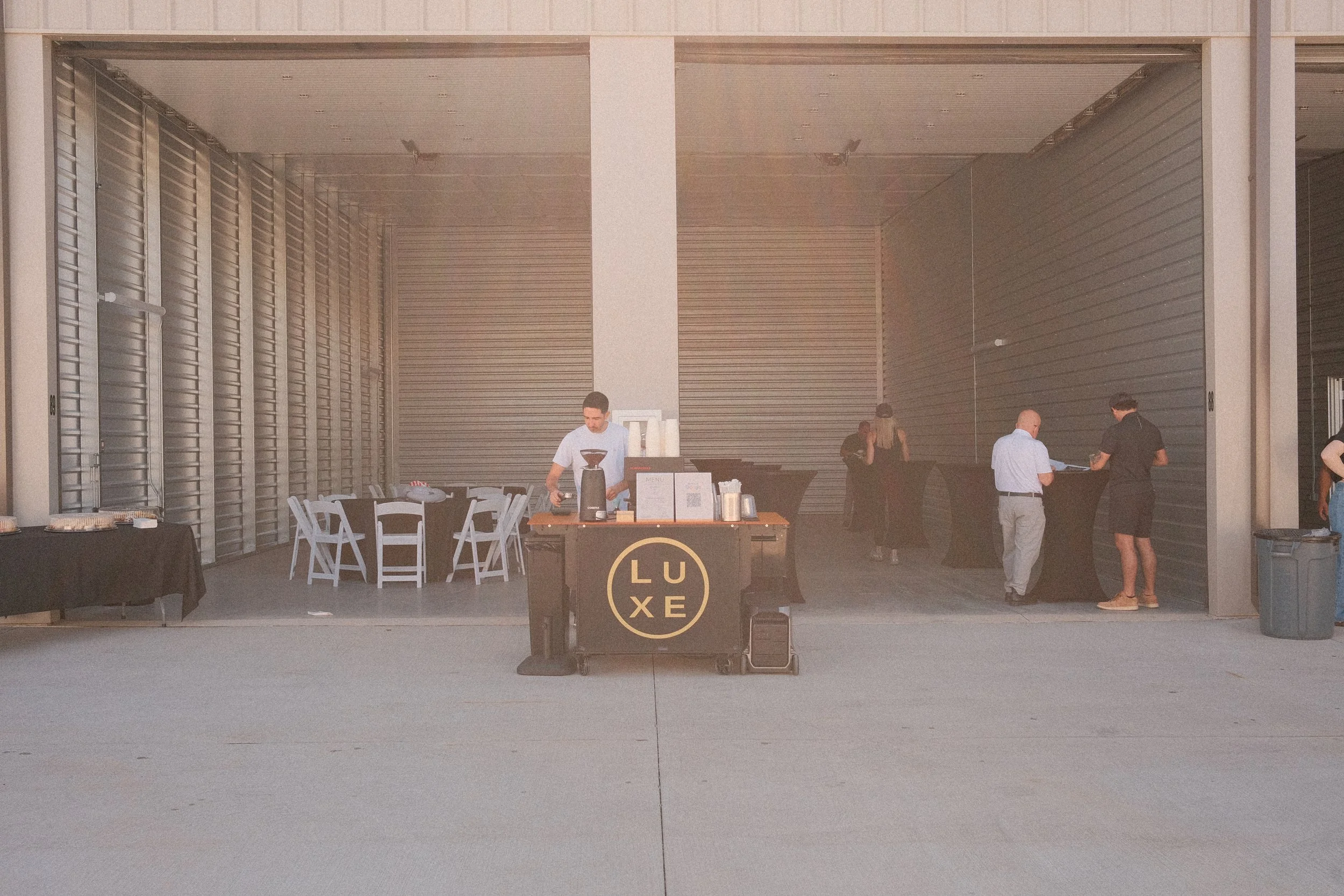 Setting up coffee cart for brand integration Luxelocker