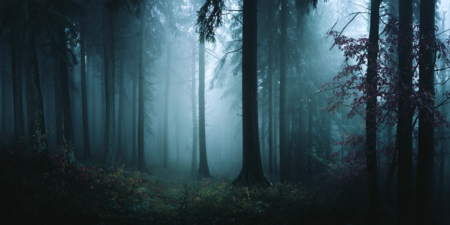 nebliger, unheimlicher Wald