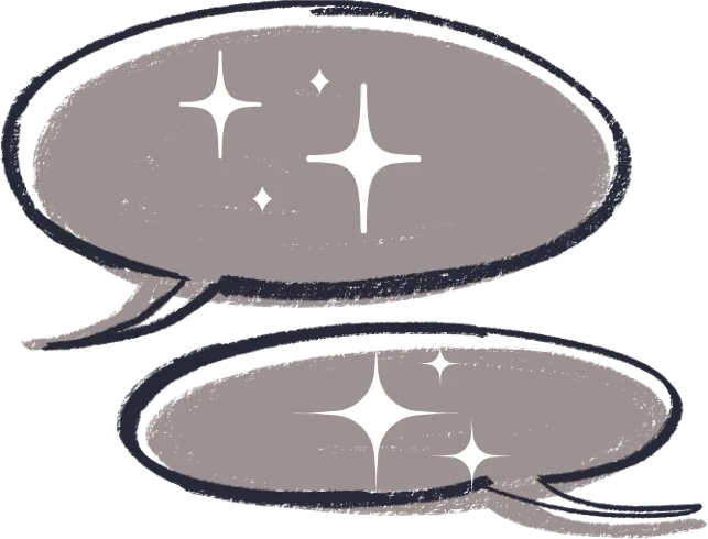 2 Sprechblasen gefüllt mit Sternen