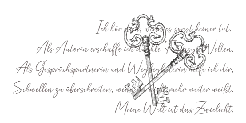 Grafik zweier Schlüssel auf einem Zitat in Handschrift