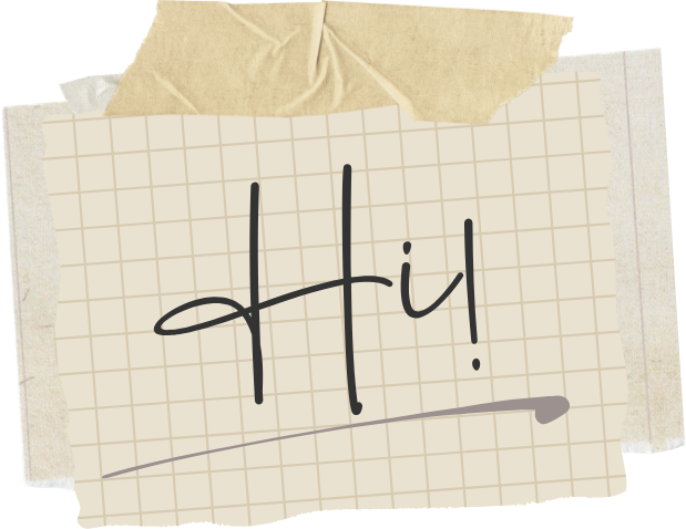 Papierschnipsel mit handgeschriebenem 'Hi!'