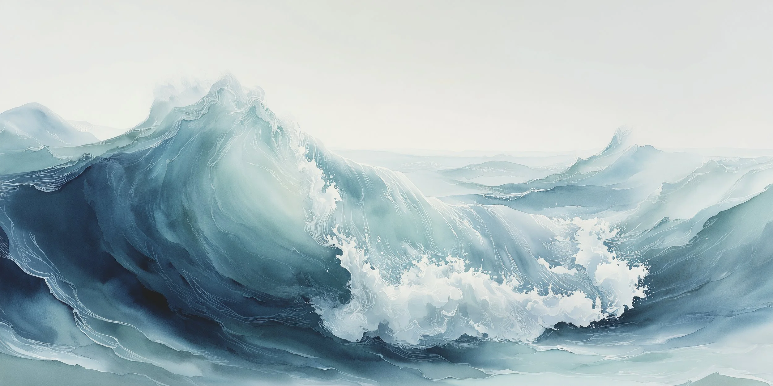 Aquarell einer Ozeanwelle