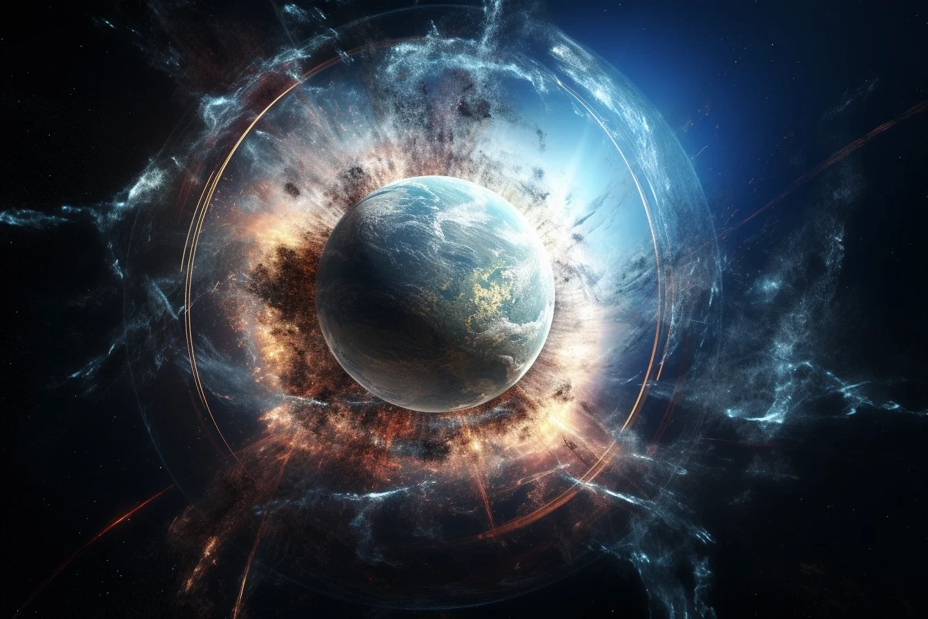 Fantasie-darstellung des Magnetfelds der Erde