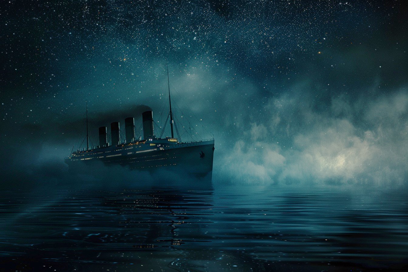 Luxusliner Schiffsdampfer fährt über nebliges Meer