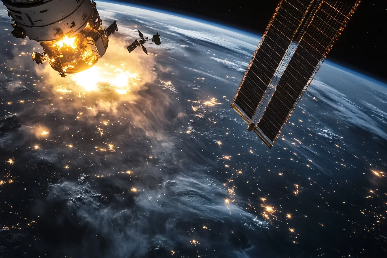 Satellitenbild der Erde mit einem "Feuerball"