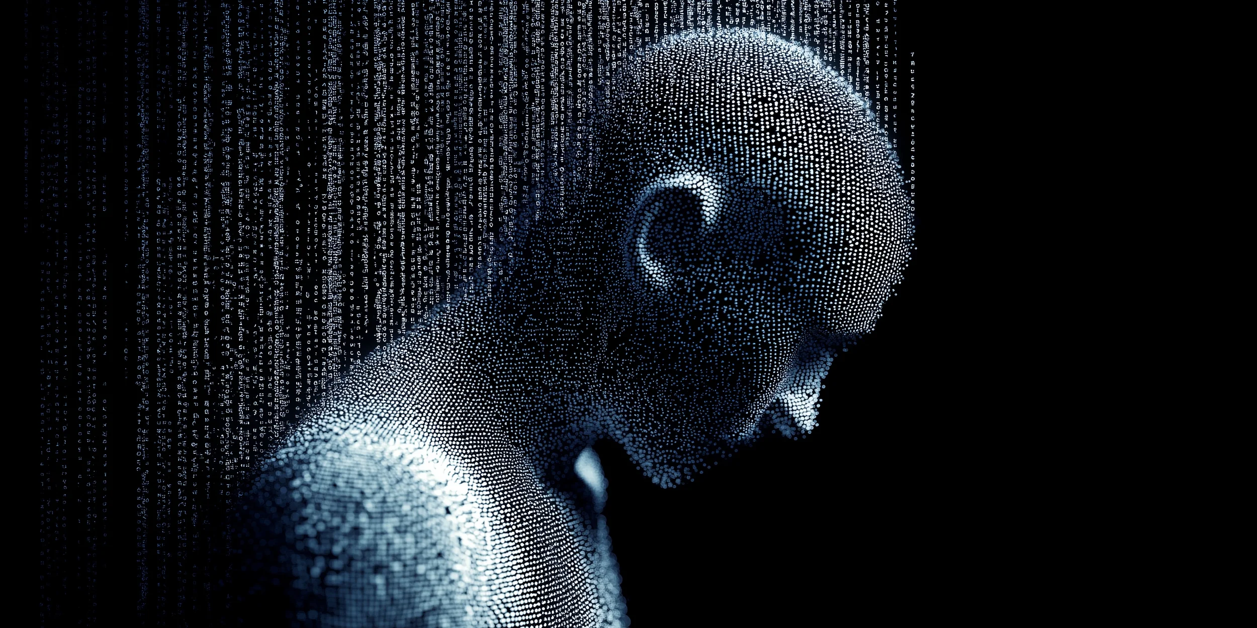 Mensch dargestellt als computergenerierter Code