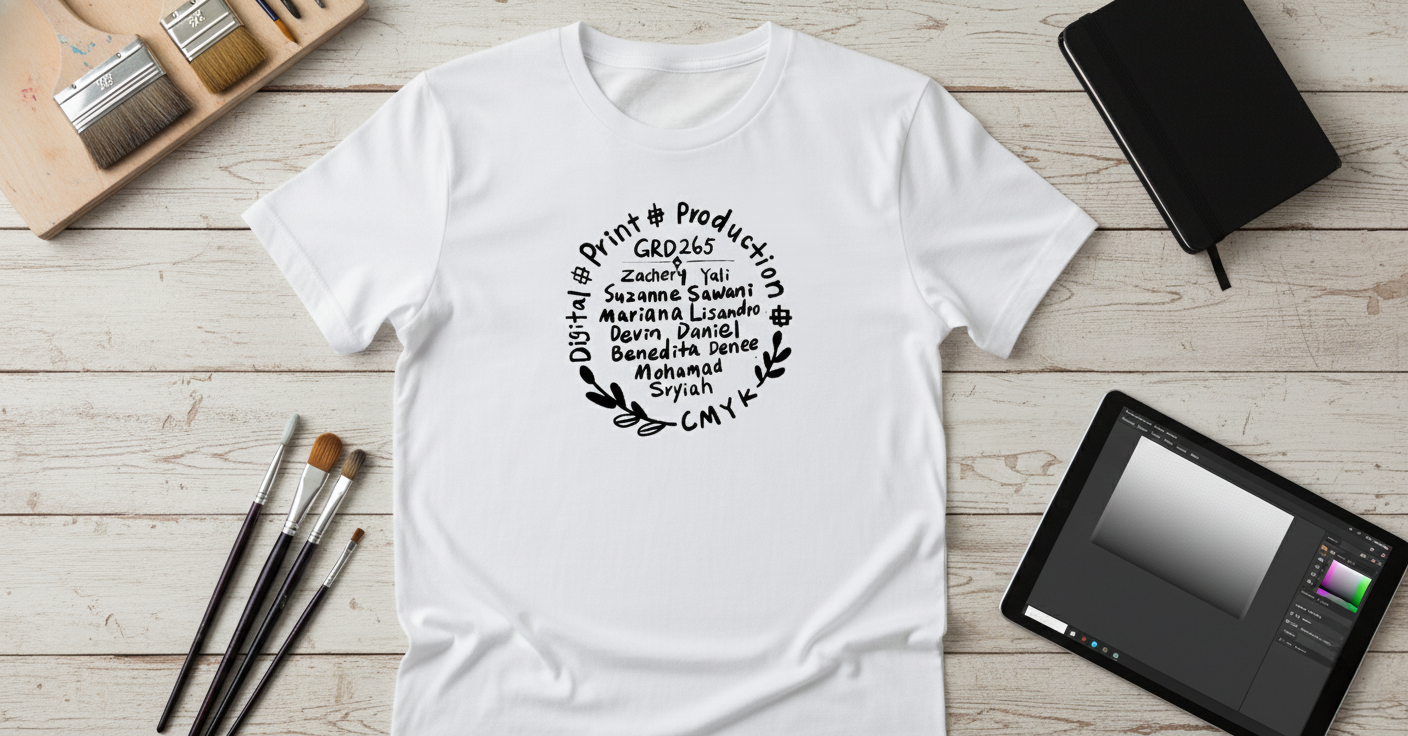 silk printing on a white t-shirt