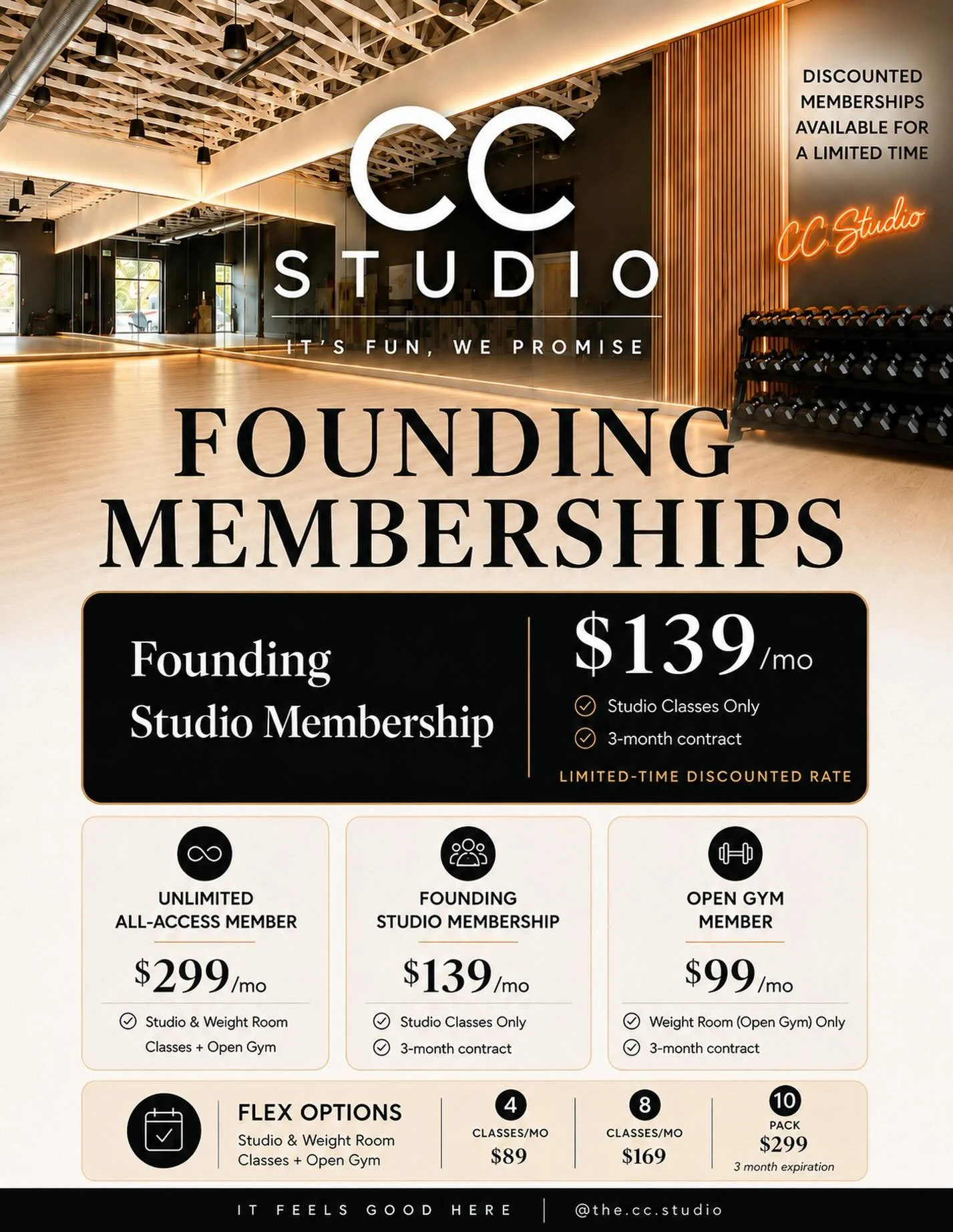 Our Founding Studio Memberships are here ✨

For a limited time, you can lock in our Studio Membership for $139/month, giving you access to unlimited studio classes for 3-months, and a lifetime membership discount of 15%.

This discounted rate is avai