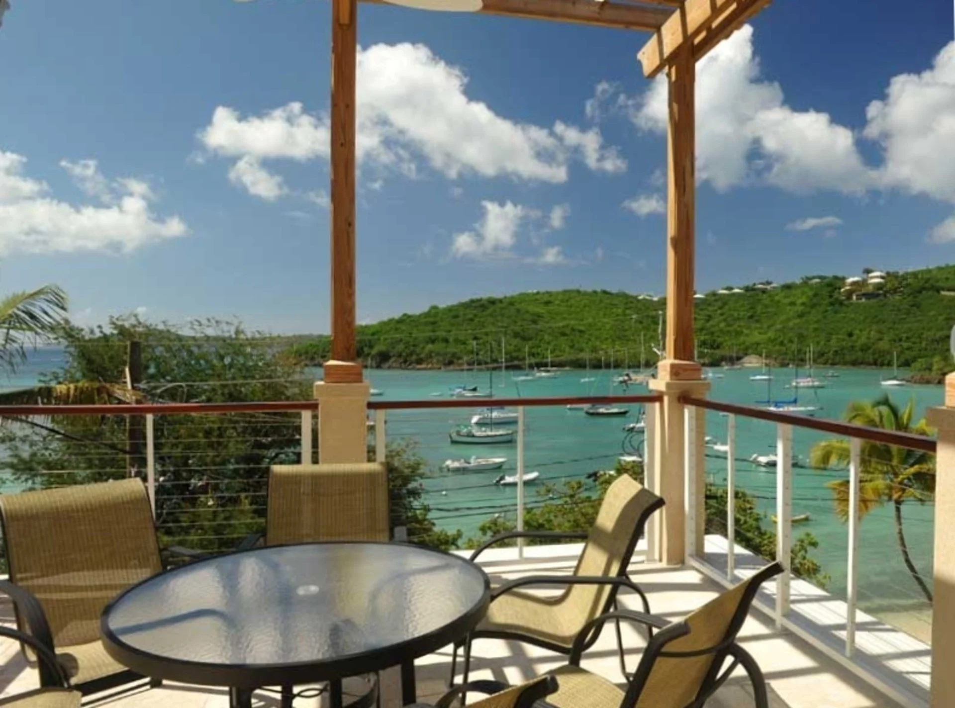 view from pool deck overlooking Cruz Bay