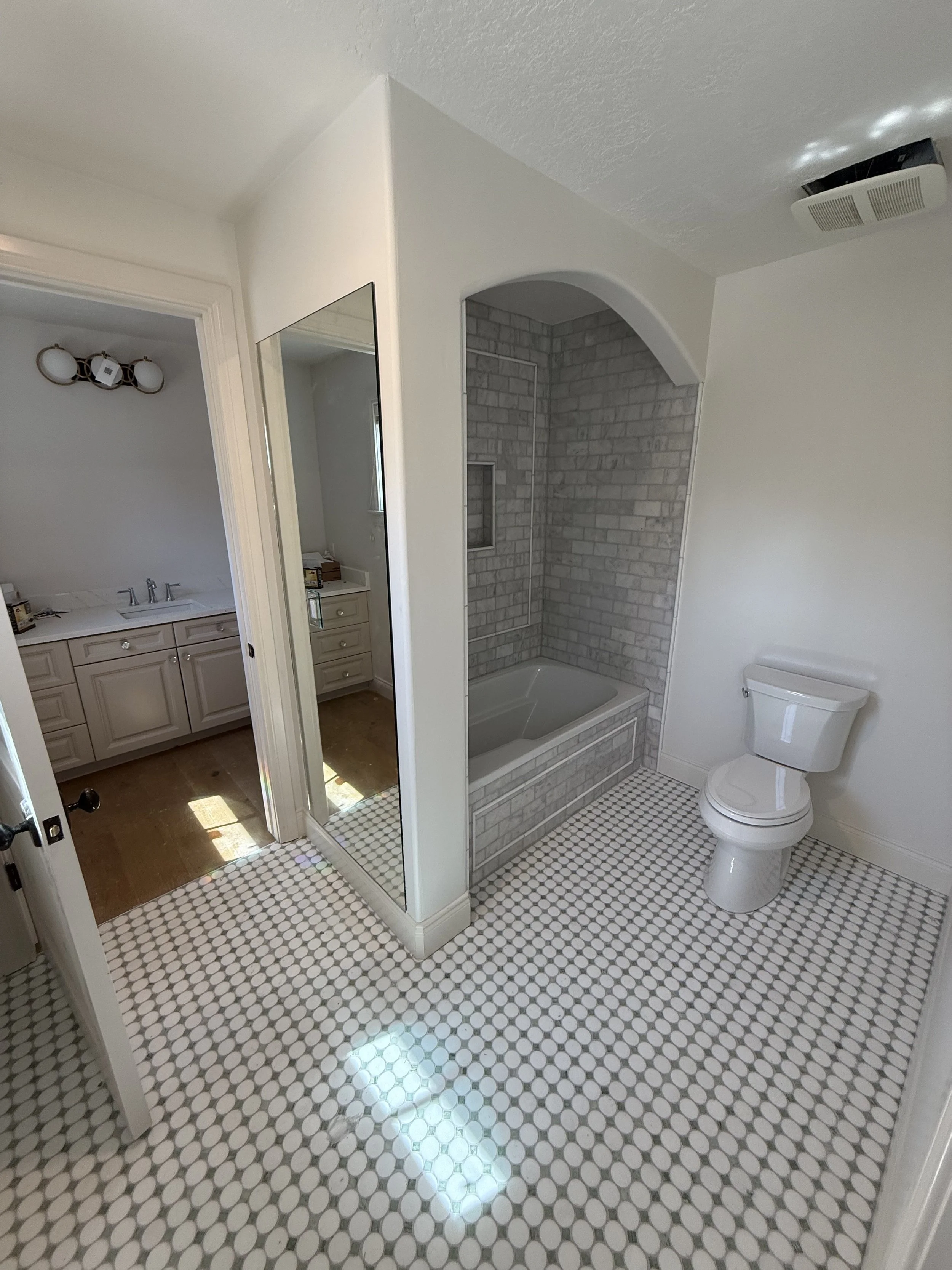 master bathroom, tiling and plumbing